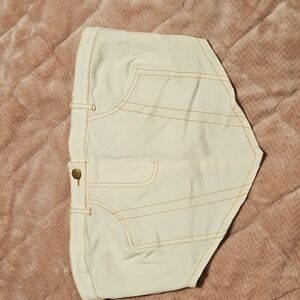 Cream Cropped Top with Gold Button